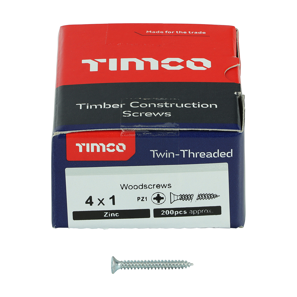 Twin Woodscrew PZ1 CSK Zinc - Image 3