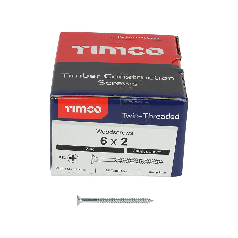 Twin Woodscrew PZ2 CSK Zinc - Image 3