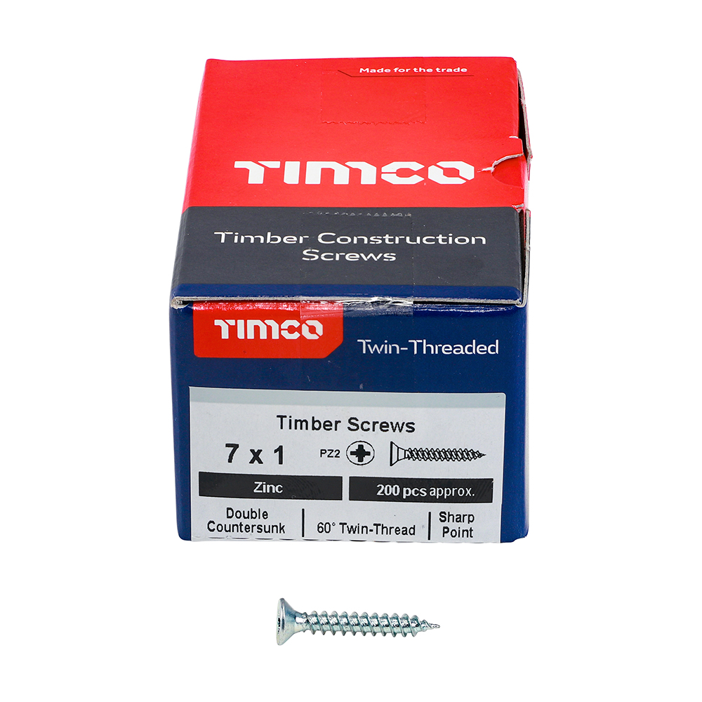 Twin Woodscrew PZ2 CSK Zinc - Image 3