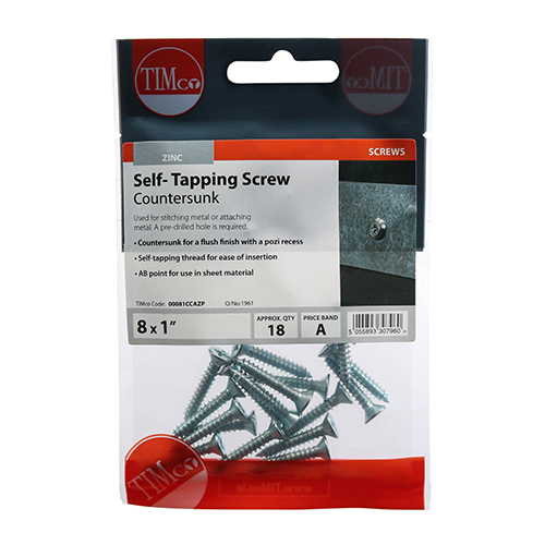 S/Tapping Screw PZ2 CSK - BZP - Image 2