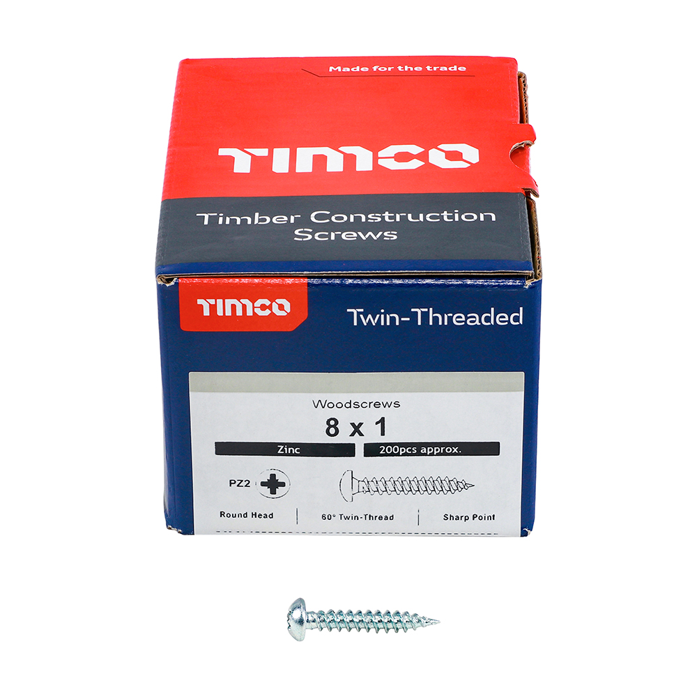 Twin Woodscrew PZ2 RND Zinc - Image 3