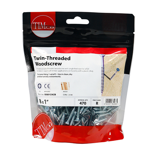 Twin Woodscrew PZ2 CSK - BZP - Image 2