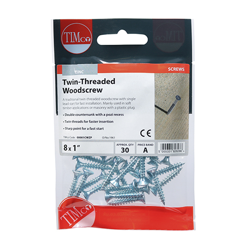 Twin Woodscrew PZ2 CSK - BZP - Image 2