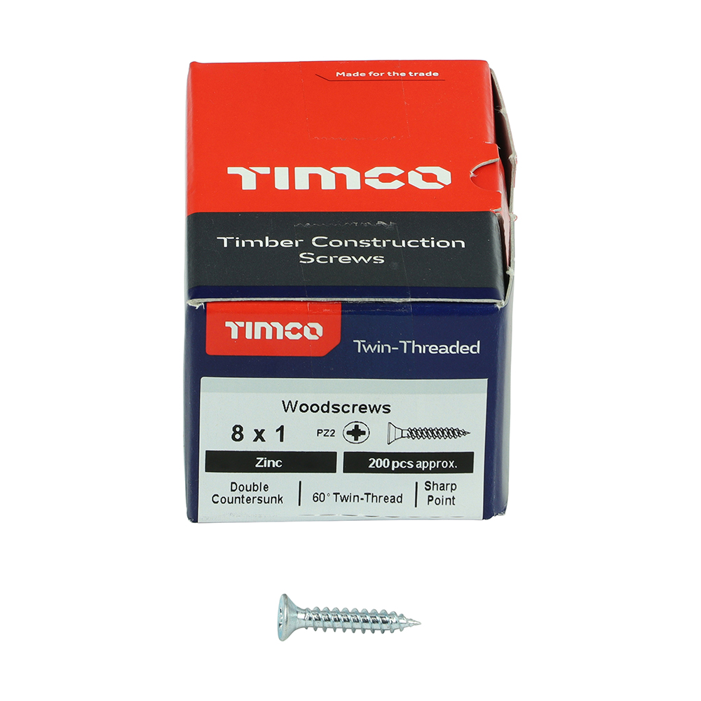 Twin Woodscrew PZ2 CSK Zinc - Image 3