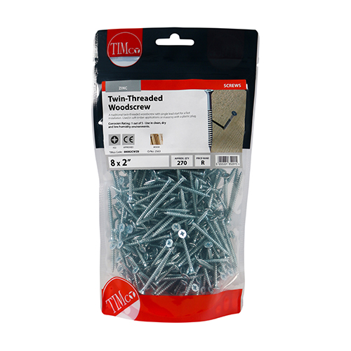 Twin Woodscrew PZ2 CSK - BZP - Image 2