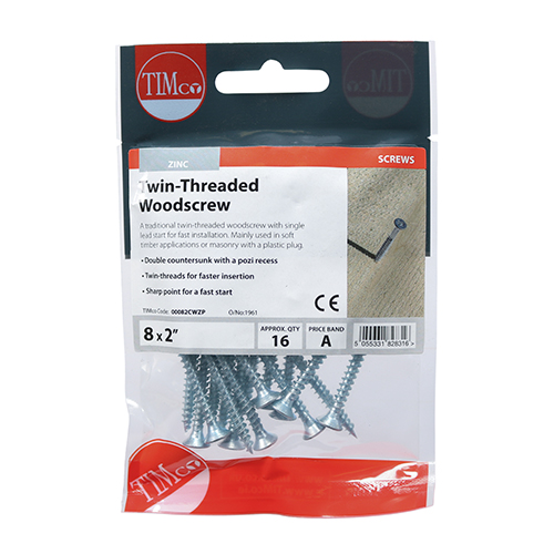 Twin Woodscrew PZ2 CSK - BZP - Image 2