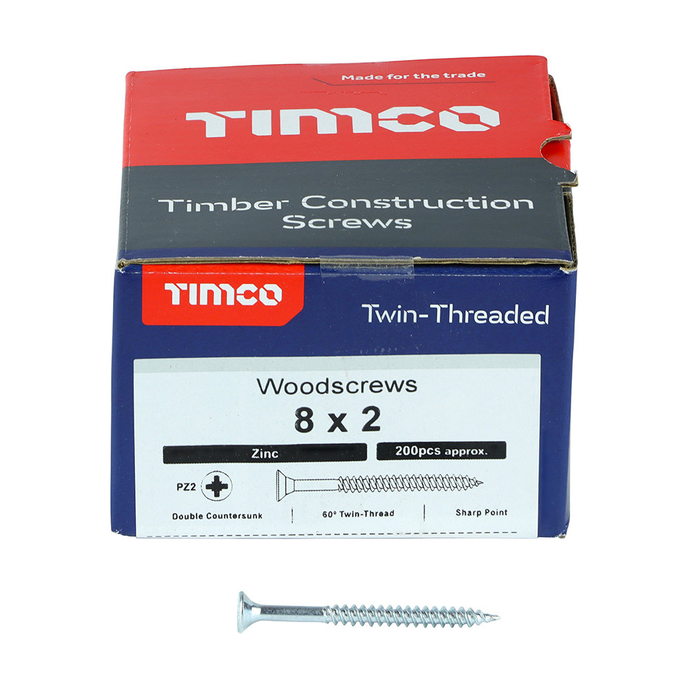 Twin Woodscrew PZ2 CSK Zinc - Image 3