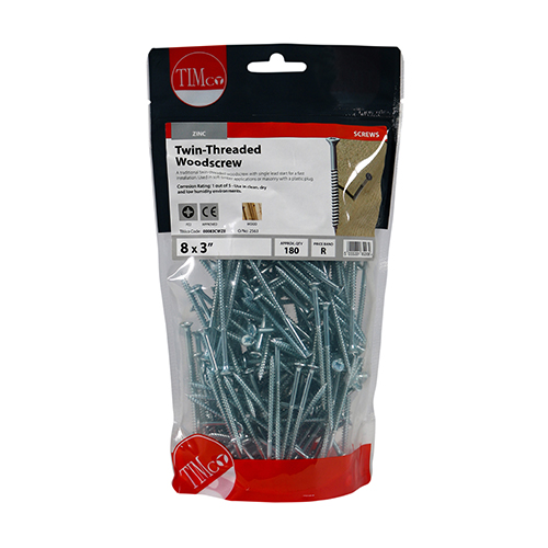 Twin Woodscrew PZ2 CSK - BZP - Image 2
