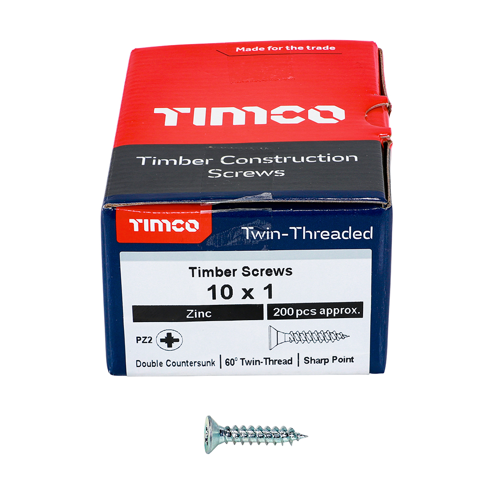 Twin Woodscrew PZ2 CSK Zinc - Image 3