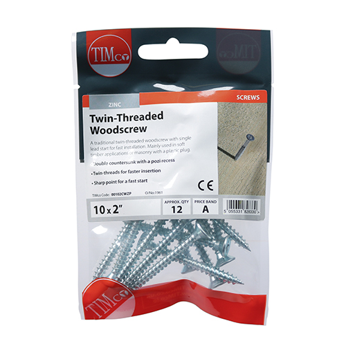 Twin Woodscrew PZ2 CSK - BZP - Image 2