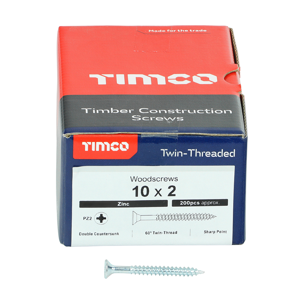 Twin Woodscrew PZ2 CSK Zinc - Image 3