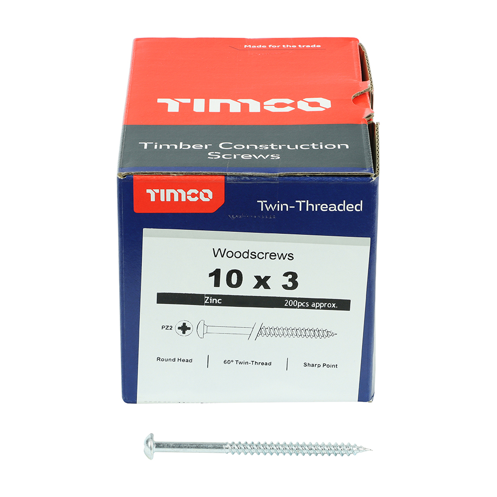 Twin Woodscrew PZ2 RND Zinc - Image 3