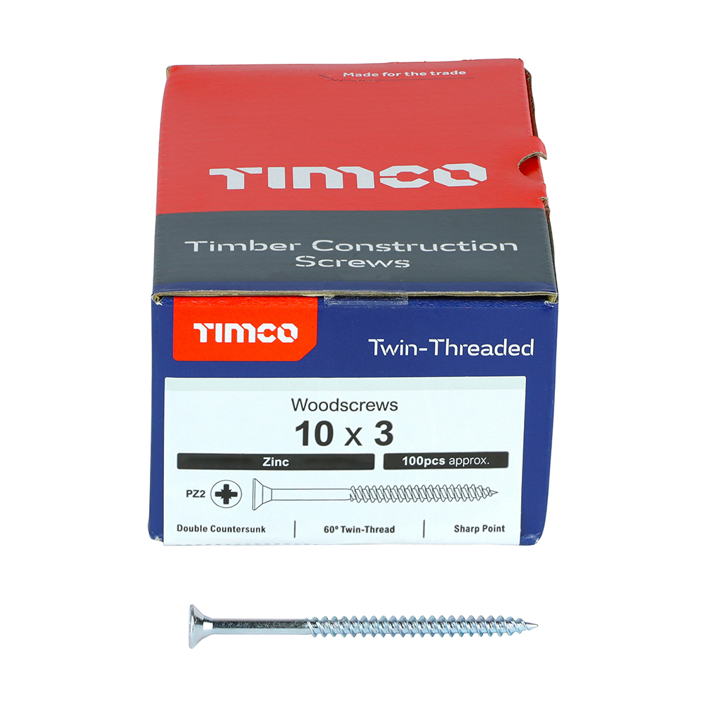 Twin Woodscrew PZ2 CSK Zinc - Image 3