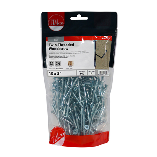Twin Woodscrew PZ2 CSK - BZP - Image 2