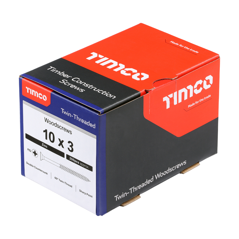 Twin Woodscrew PZ2 CSK Zinc - Image 2