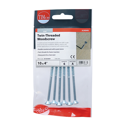 Twin Woodscrew PZ2 CSK - BZP - Image 2