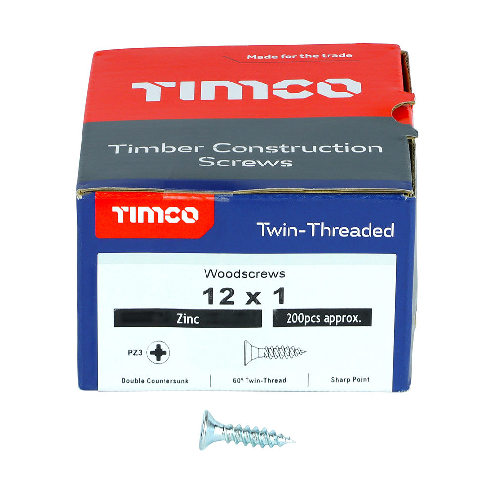 Twin Woodscrew PZ3 CSK Zinc - Image 3
