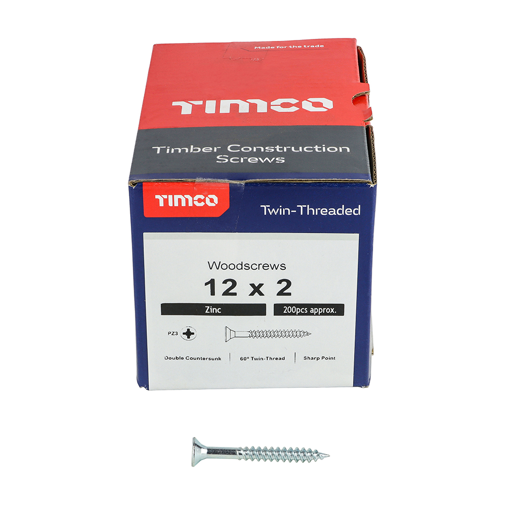 Twin Woodscrew PZ3 CSK Zinc - Image 3