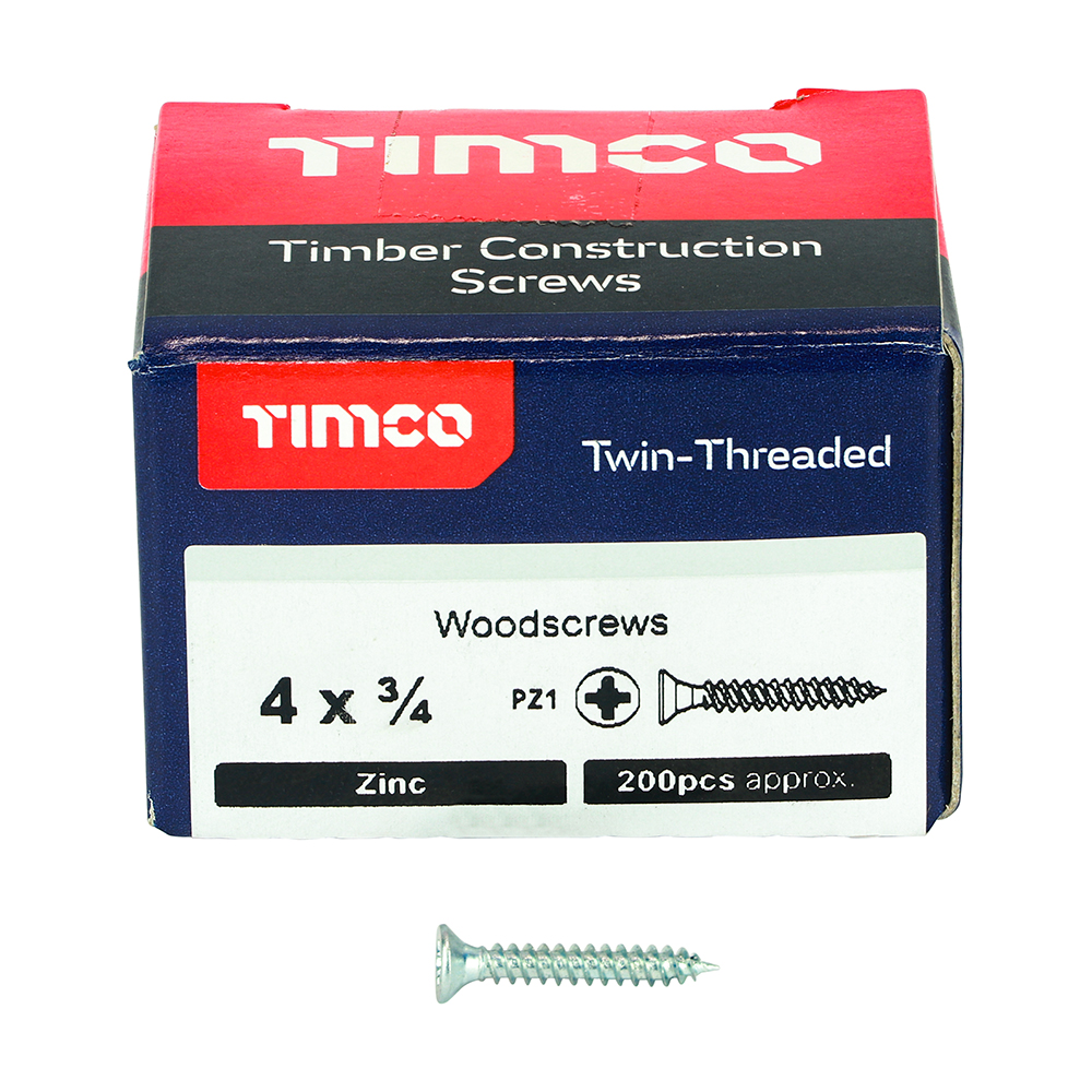 Twin Woodscrew PZ1 CSK Zinc - Image 3