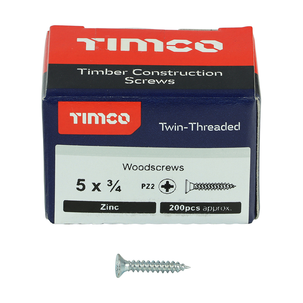 Twin Woodscrew PZ2 CSK Zinc - Image 3