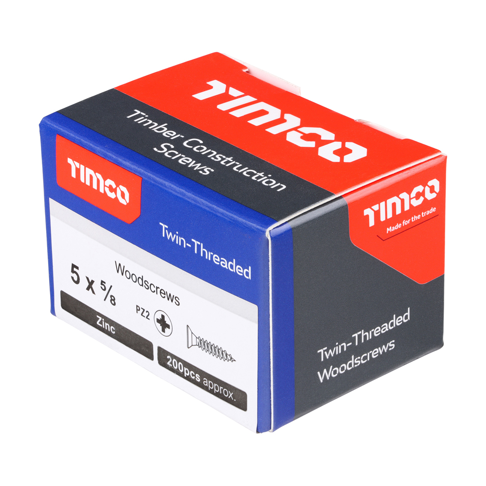 Twin Woodscrew PZ2 CSK Zinc - Image 2