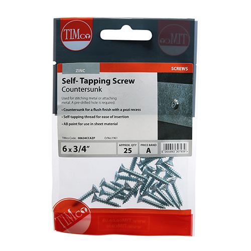S/Tapping Screw PZ2 CSK - BZP - Image 2