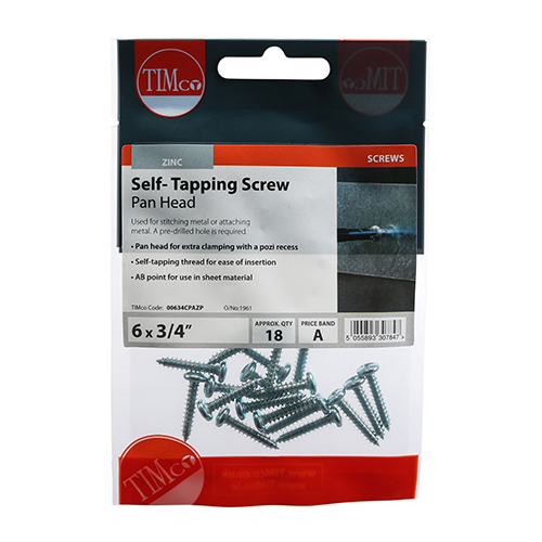 S/Tapping Screw PZ2 PAN - BZP - Image 2