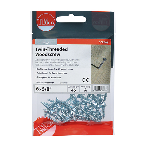 Twin Woodscrew PZ2 CSK - BZP - Image 2