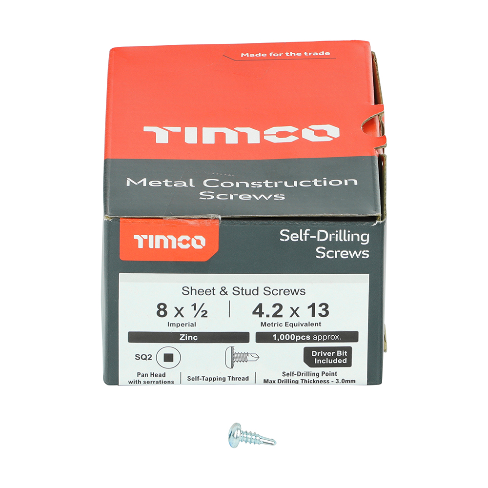 Pan Screw SQ2 S/DRILL No3 Zinc - Image 3
