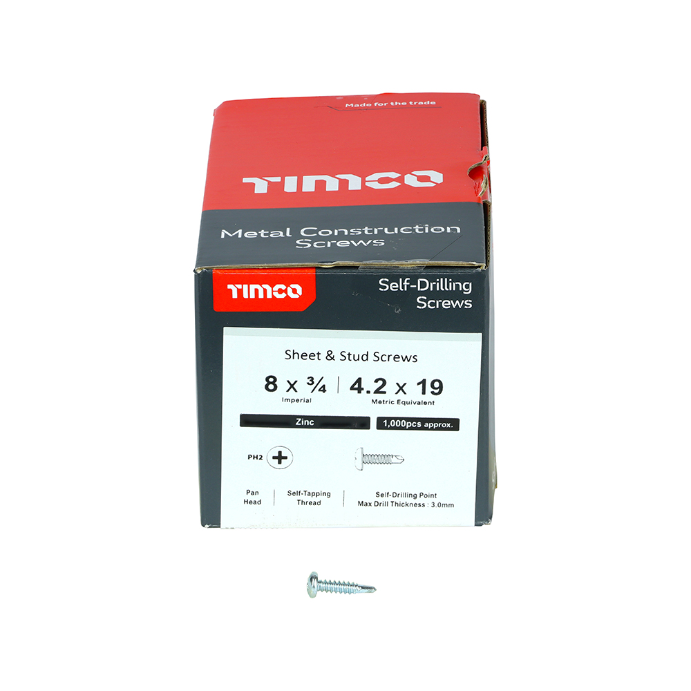 Pan Screw PH2 S/DRILL No3 Zinc - Image 3