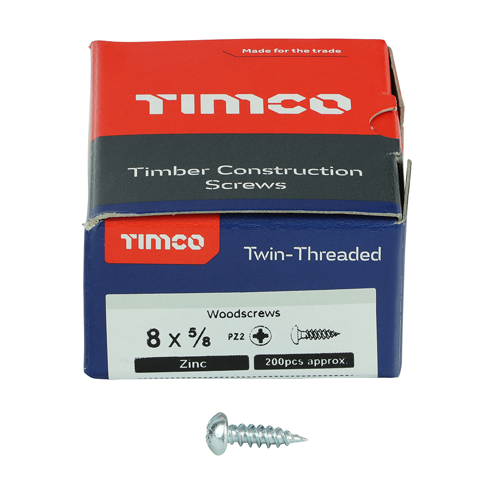 Twin Woodscrew PZ2 RND Zinc - Image 3