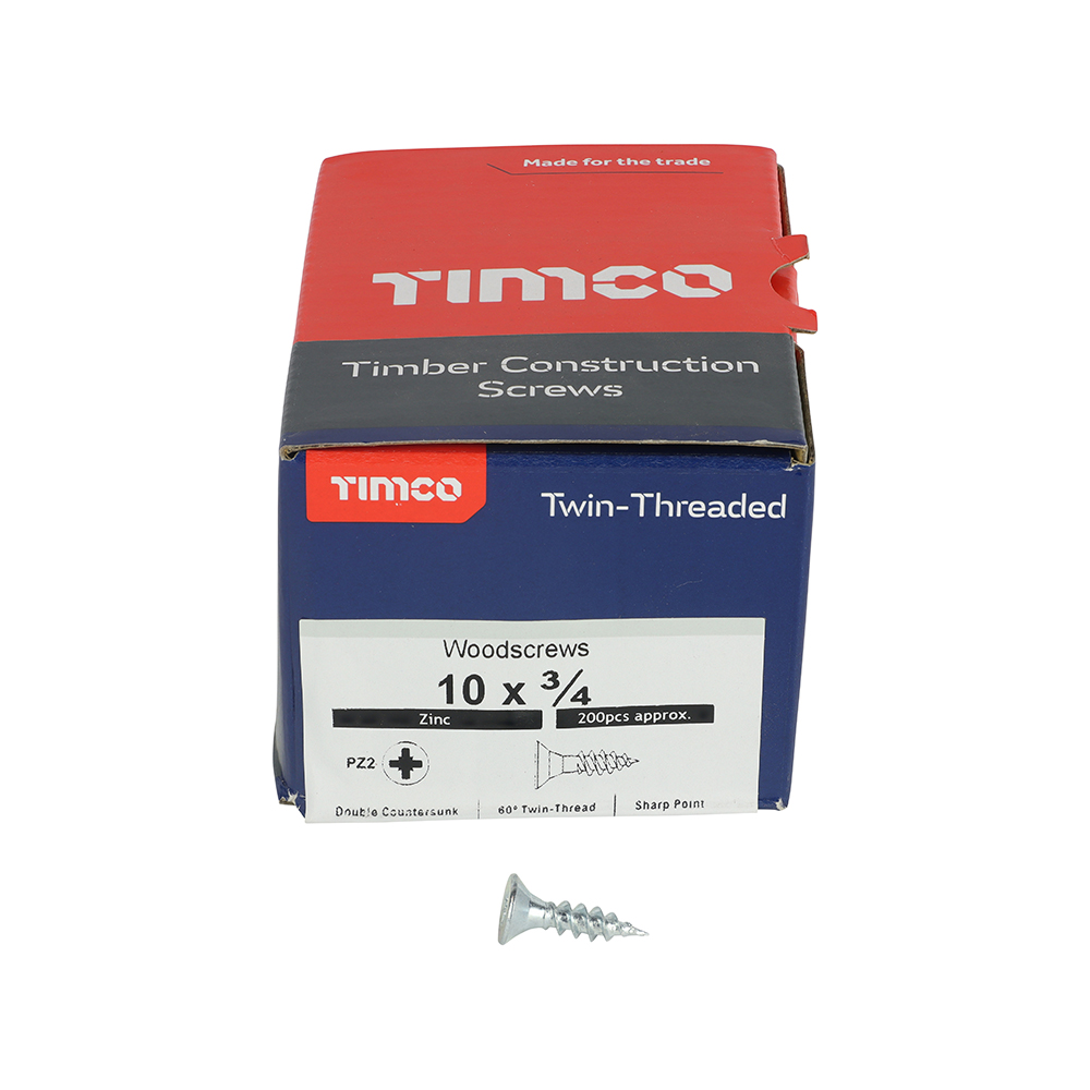 Twin Woodscrew PZ2 CSK Zinc - Image 3