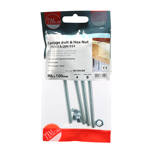 Carriage Bolt & Hex Nut - BZP - Image 2