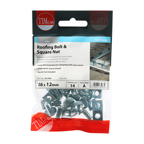 Roofing Bolt & SQ Nut - BZP - Image 3