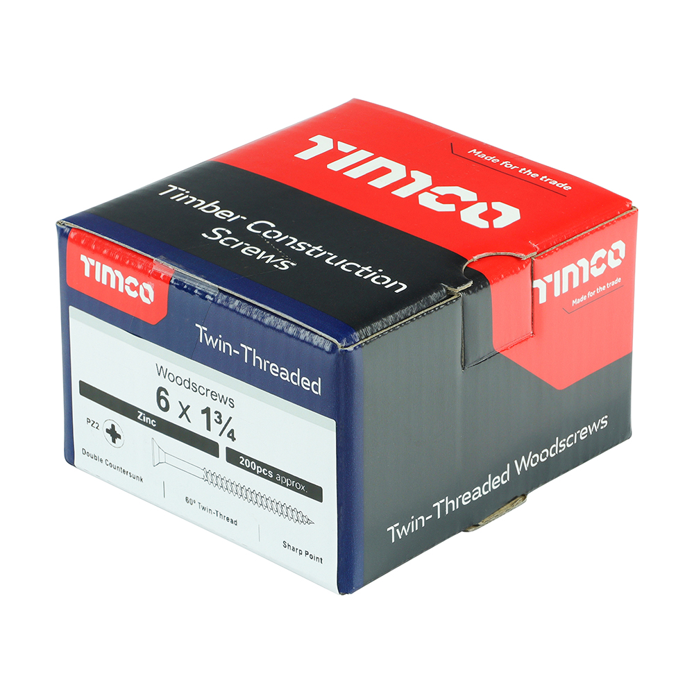 Twin Woodscrew PZ2 CSK Zinc - Image 2