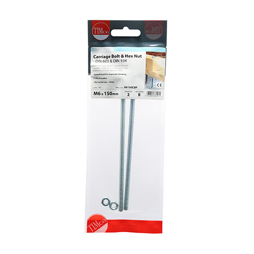 Carriage Bolt & Hex Nut - BZP - Image 2