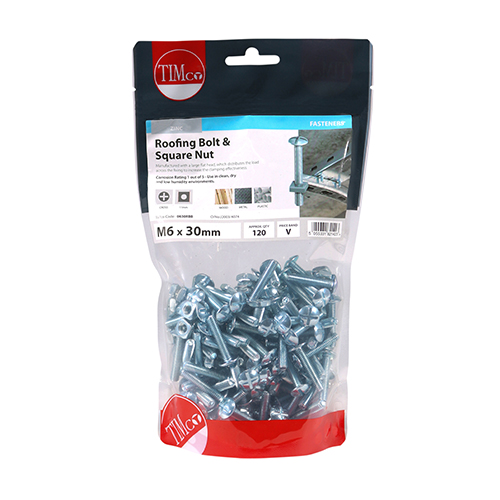 Roofing Bolt & SQ Nut - BZP - Image 3