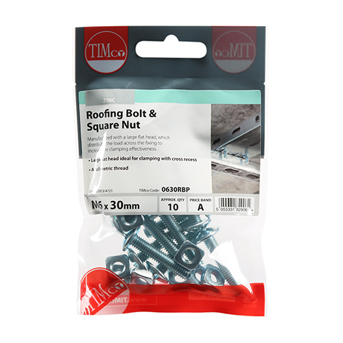 Roofing Bolt & SQ Nut - BZP - Image 3