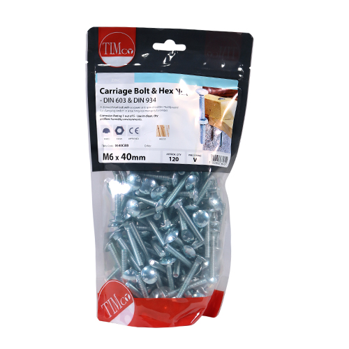 Carriage Bolt & Hex Nut - BZP - Image 2