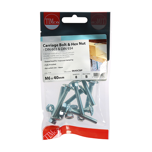 Carriage Bolt & Hex Nut - BZP - Image 2