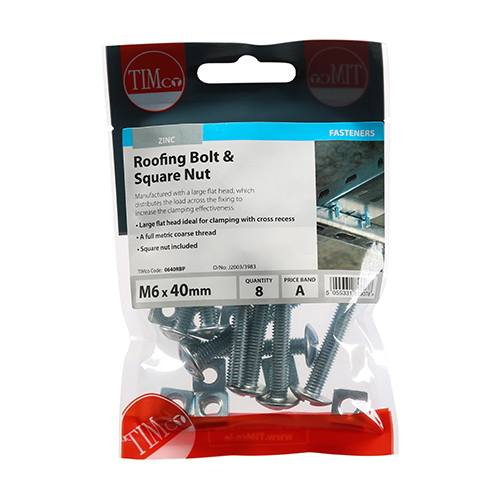 Roofing Bolt & SQ Nut - BZP - Image 3