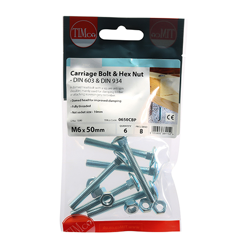 Carriage Bolt & Hex Nut - BZP - Image 2