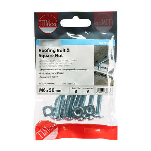 Roofing Bolt & SQ Nut - BZP - Image 3