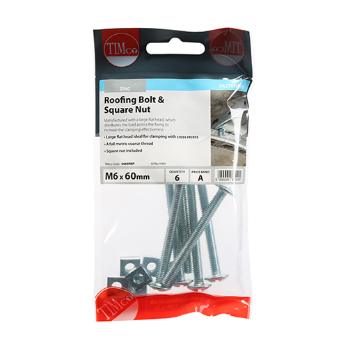 Roofing Bolt & SQ Nut - BZP - Image 3