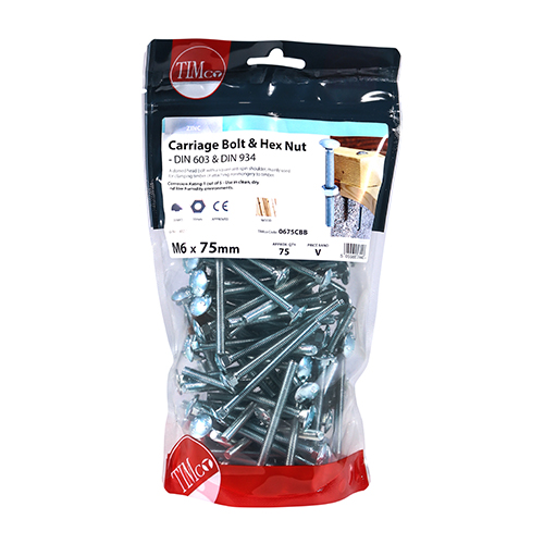 Carriage Bolt & Hex Nut - BZP - Image 2