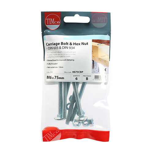 Carriage Bolt & Hex Nut - BZP - Image 2