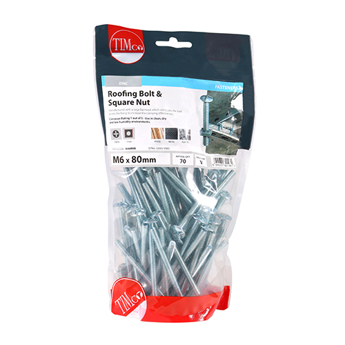 Roofing Bolt & SQ Nut - BZP - Image 3