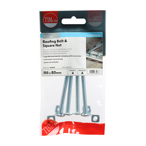 Roofing Bolt & SQ Nut - BZP - Image 3