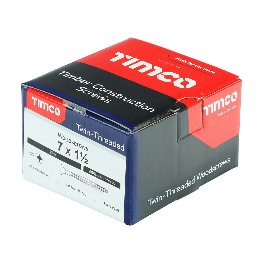 Twin Woodscrew PZ2 CSK Zinc - Image 2