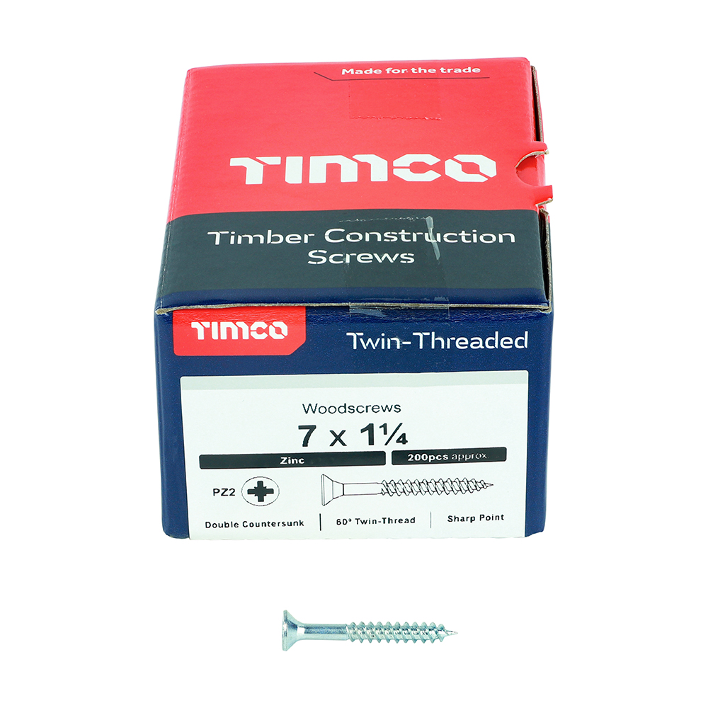 Twin Woodscrew PZ2 CSK Zinc - Image 3